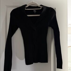 INC International Concepts Black V-Neck Sweater